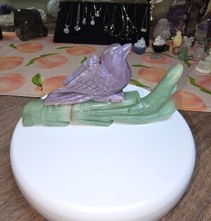 Ocean Jasper And Green Aventurine Crystal Bird Carving